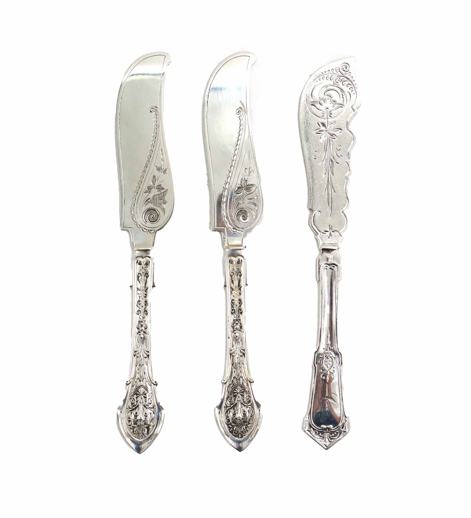 (3) Wood & Hughes Sterling Silver Fish Knives - 4.030 ozt. (1 of 15)