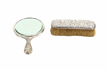 (2) Piece Jenkins & Jenkins Sterling Silver Repousse Vanity Set