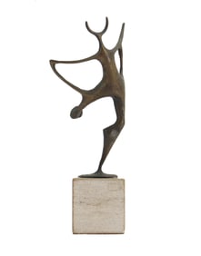 Clyde Ball (1929-2017) American, Abstract Figural Bronze Statue on Stone Base