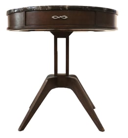 Mid Century Black Marble Top Drum Table