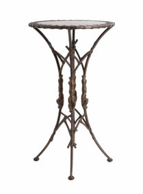 Cast Iron and Leather Tiki Bar Table in the Style of Maitland-Smith