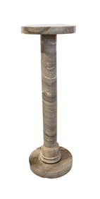 Modern Alabaster Pedestal Column with Grey Veining