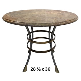 Stylish Contemporary Round Variegated Marble Top Table