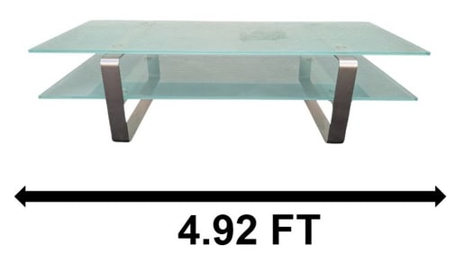 Modern Frosted Glass and Chrome Two Tiered Coffee Table