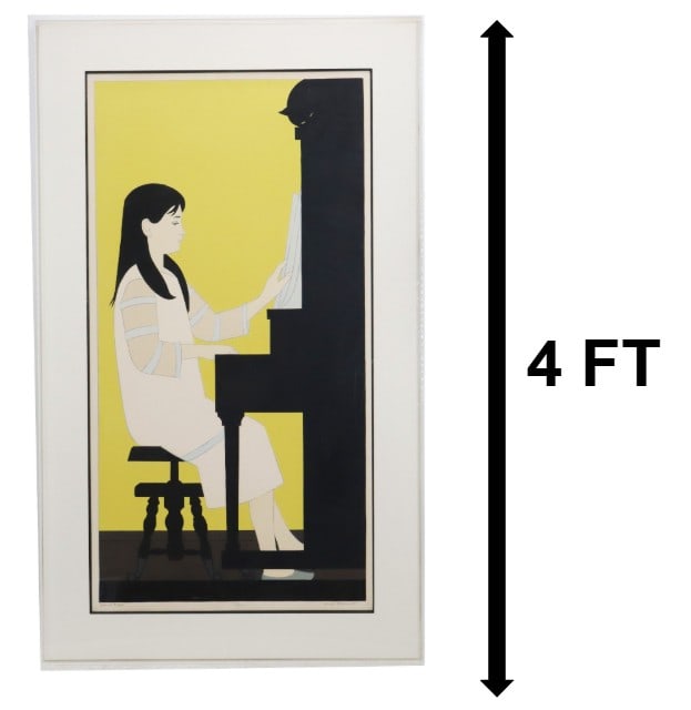 Will Barnet (1911-2012) American, Tall Signed and Numbered Lithograph: Will Barnet (1911-2012) American, Tall Signed and Numbered Lithograph. Titled " Girl at Piano" in pencil bottom left, numbered 145/200 in pencil bottom middle, and signed in pencil bottom ri