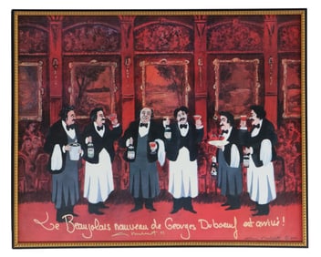 Guy Buffet (Born 1943) French, Lithograph "Beaujolais Noveau de Georges Debeouf"