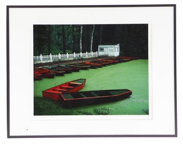 Cole Weston (1919-2003) American, Signed Photograph Print of Red Boats on River
