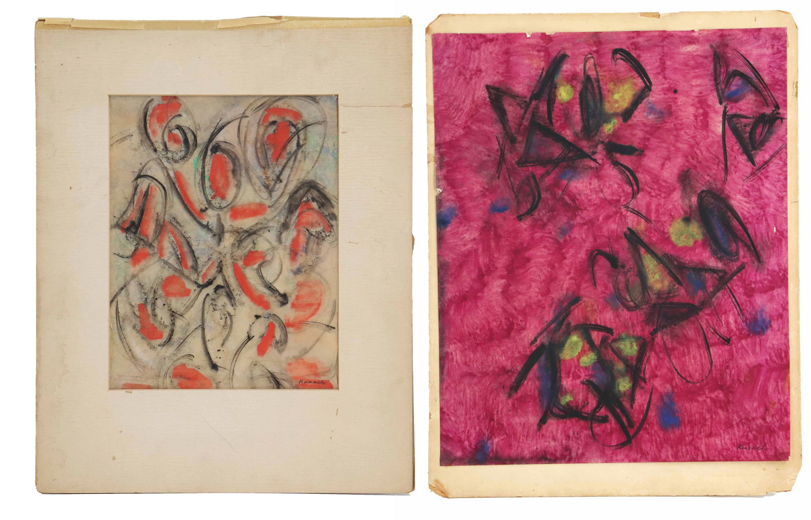 Ivan Kurach (1909-1968) Ukrainian, Pair of Abstract Expressionist Ink and Watercolor (1 of 16)
