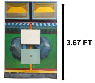 1970's Post Modernist Abstract Oil on Canvas Painting