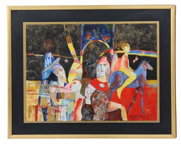 Jack Barrett (1929-2008) American, Mixed Media Modern Expressionist Circus