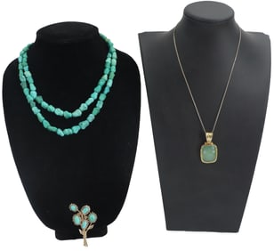 (3) Vintage Silver and Stone Jewelry Pieces