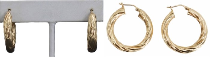 One Pair of 14k Gold Hoop Earrings - 4.0 g