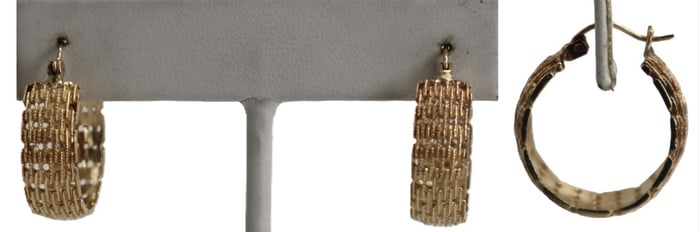 One Pair of 10k Gold Hoop Earrings - 5.8 g.