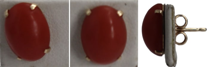 One Pair of 14k and Coral Earrings - Gross 2.5 g.