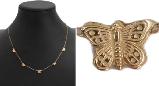 One 14k Gold Butterfly Necklace - 1.8 g