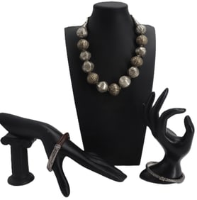 (3) Ethiopian Silverplated Jewelry Pieces