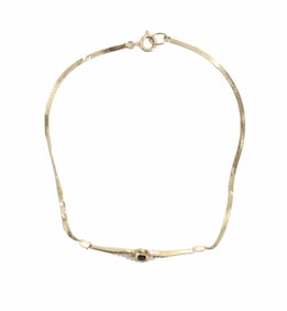 14k Gold, Diamond, and Sapphire Bracelet - Gross 2 g.