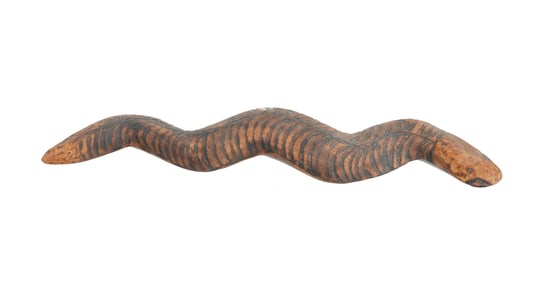 African Folk Art Carved Wooden Snake