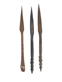 (3) Papua New Guinean Decorative Wooden Spearheads
