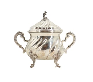 Vintage Italian Baroque Revival .800 Silver Sugar Bowl - 6.190 ozt.