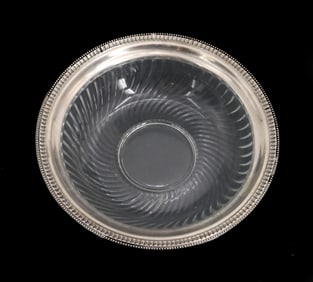 Webster Silver Company Glass and Sterling Silver Drink Coaster