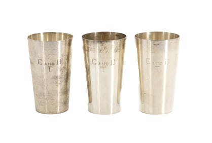 (3) Stieff Sterling Silver Personalized Shot Cups - 6.970 ozt.