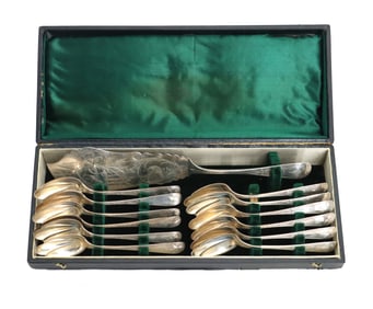 (13) Piece Peter L. Krider Sterling Silver Flatware Set in Original Case - 8.055 ozt.