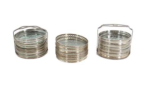(17) Glass and Sterling Coasters - 1.205 ozt.