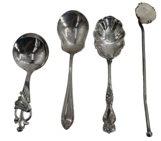(4) Unique Sterling Silver Spoons - Gross 2.425 ozt.