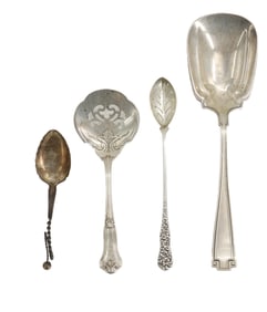 (4) American and European Sterling Silver Serving Spoons - 4.925 ozt.