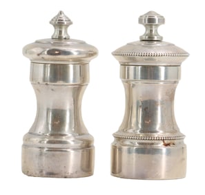 (2) American Sterling Silver and Metal Pepper Mills