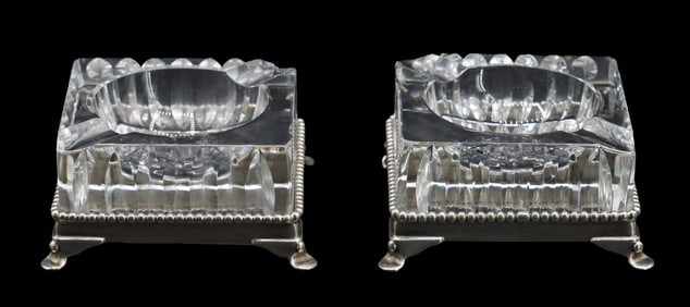 (2) Sterling Silver and Crystal Trinket Dishes - AS IS