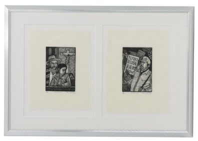 Rosemary Covey (Born 1954) South African, A Pair of Wooden Engravings, "Sanctuary I" and "Sanctuary