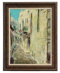 Pascal Cucaro, (1915-2004) American, Oil on Masonite, Abstract City Scene