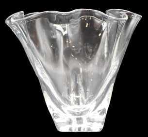 Small Steuben Art Glass Handkerchief Vase with Storage Bag