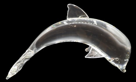Steuben Art Glass Dolphin Sculpture