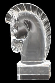 Steuben Art Glass Chess Horse Sculpture