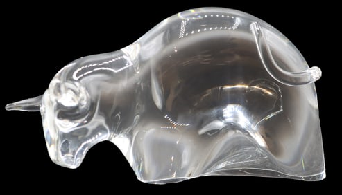 Steuben Art Glass Bull Sculpture