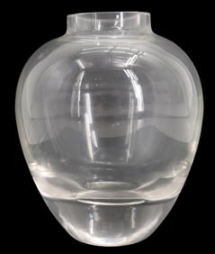 Contemporary Heavy Art Glass Vase in the Manner of Steuben
