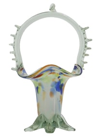 Vintage Murano Art Glass Basket