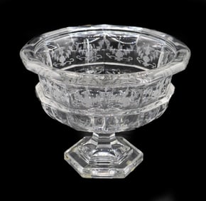 Large Tiffany & Co. "Biedermeier" Pattern Crystal Compote