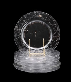 (8) Vintage Swedish Boda Glasbruk Glass Dinner Plates