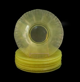 (8) Vintage Vaseline Uranium Stretch Glass Plates