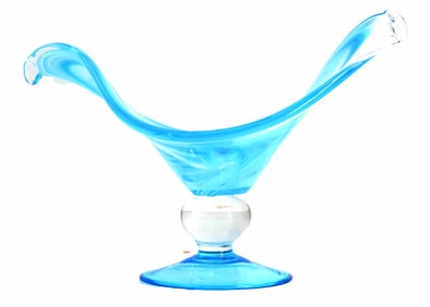 Vintage Murano Art Glass Swirling Wave Pedestal Bowl