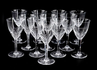 (12) French Baccarat "Genova" Crystal Claret Water Goblets