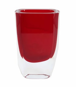 Vintage Murano Block Sommerso Art Glass Vase