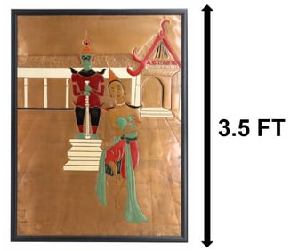 Leonard Rogak (20th Century) American, Burmese Inspired Enameled Copper Plate