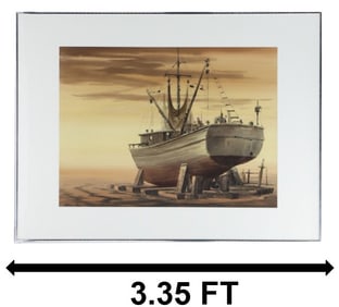 Robert Chase (1919-2014) American, Large Original Watercolor on Paper