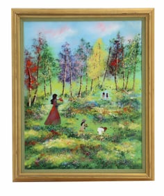 Louis Cardin (Born 1931) French, Enamel on Copper Landscape