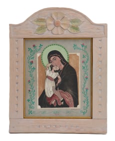 Dean Delgado (Born 1930) American, Oil on Board Retablo